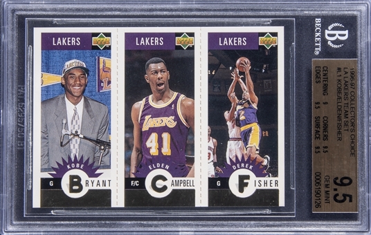 1996-97 Collectors Choice "L.A. Lakers Team Set" #L1 Kobe Bryant/Elden Campbell/Derek Fisher - BGS GEM MINT 9.5